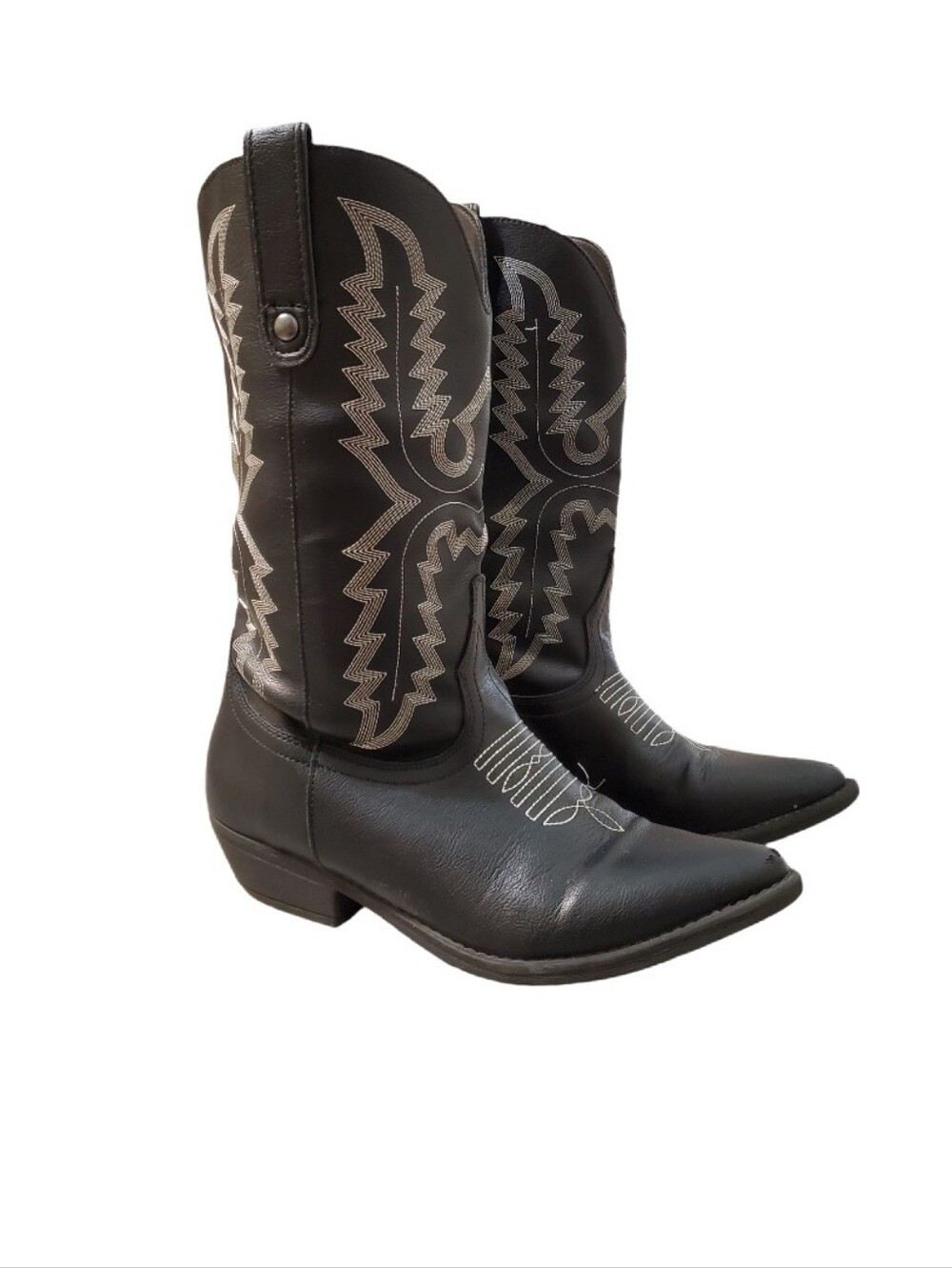 Me Too Women's Black Faux Leather Darma Western Cowboy Boots Size 8